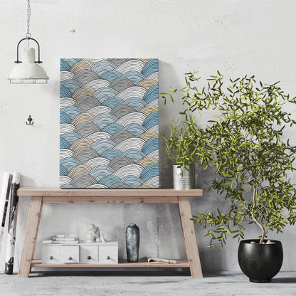 Blue Boho Wave Pattern Canvas Print