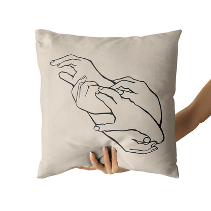 Hands Line Art Throw Pillow