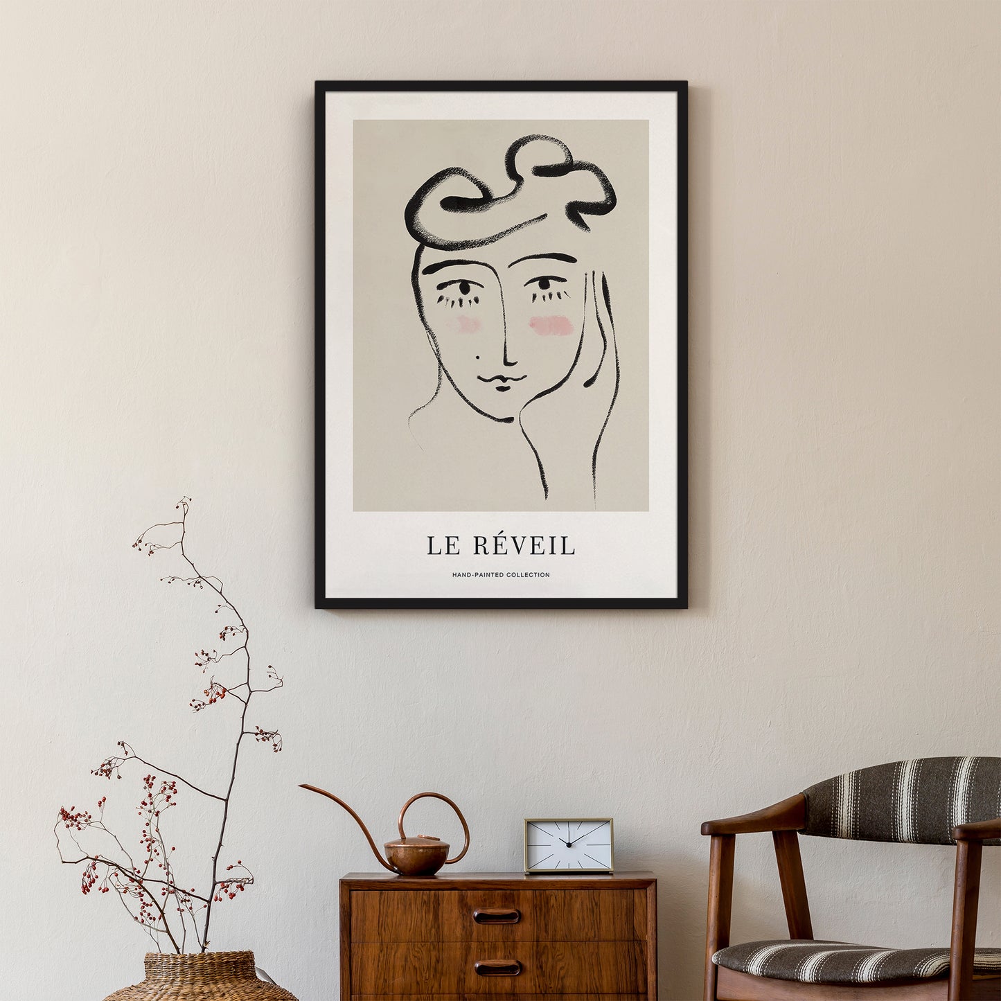 Le Réveil Line Art Woman Poster