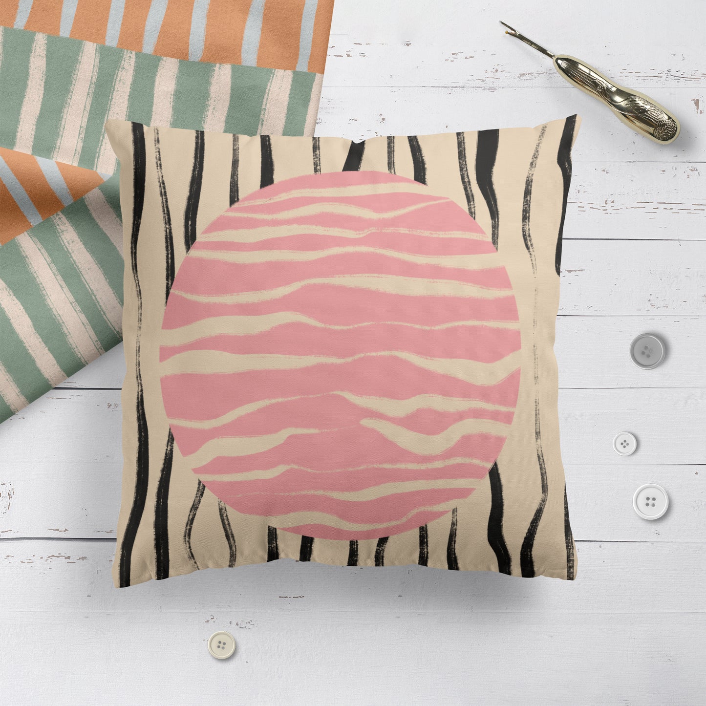 Eclectic Home Decor Pink Sun Throw Pillow