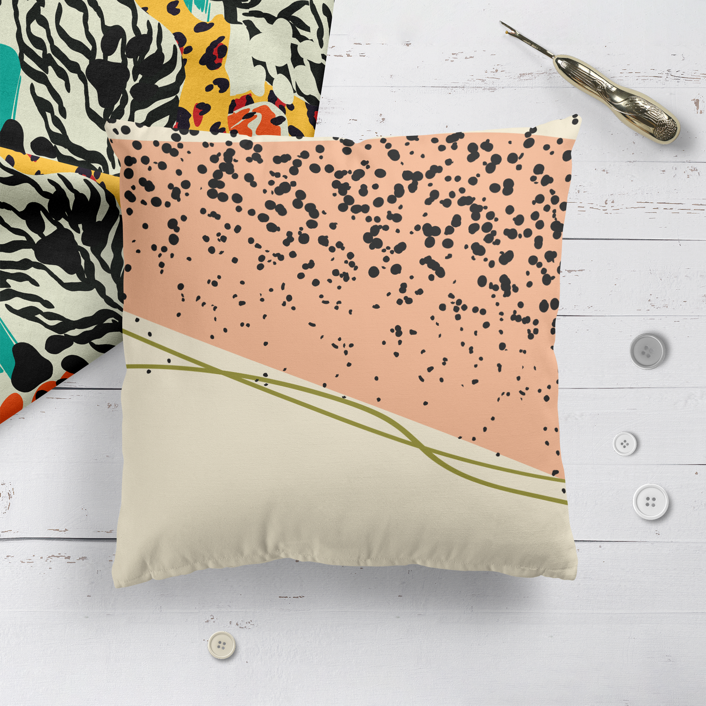 Throw Pillow with Abstract Art