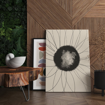 Black Abstract Flower Canvas Print