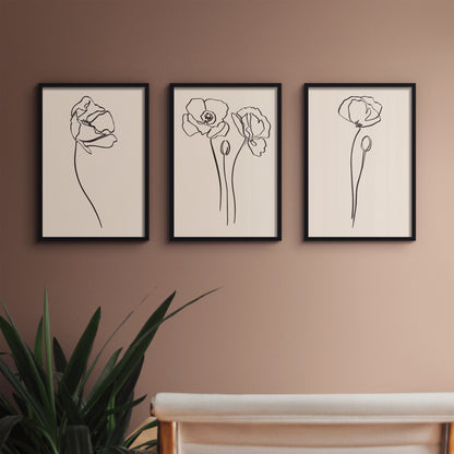 Set of 3 Minimalist Floral Prints