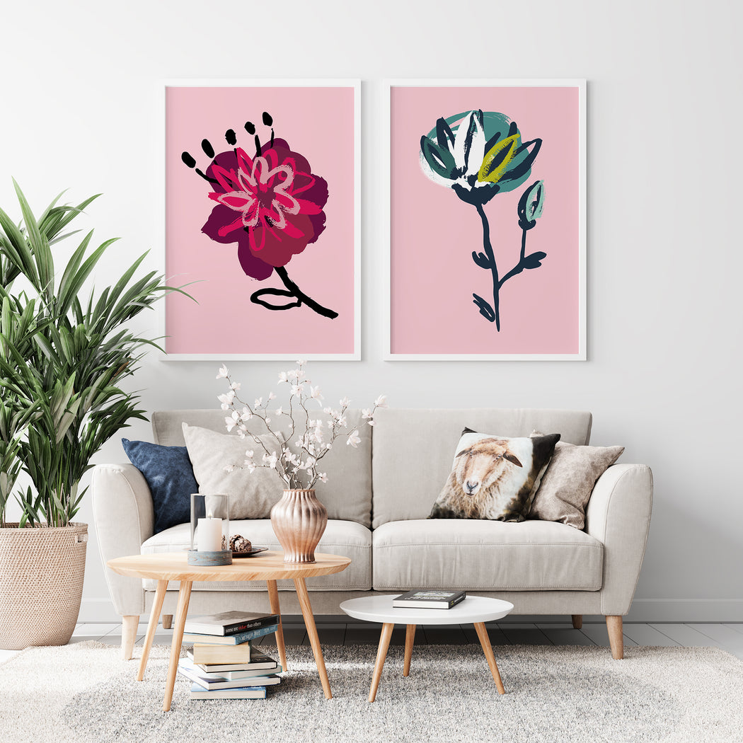 Set of 2 Artistic Floral Posters