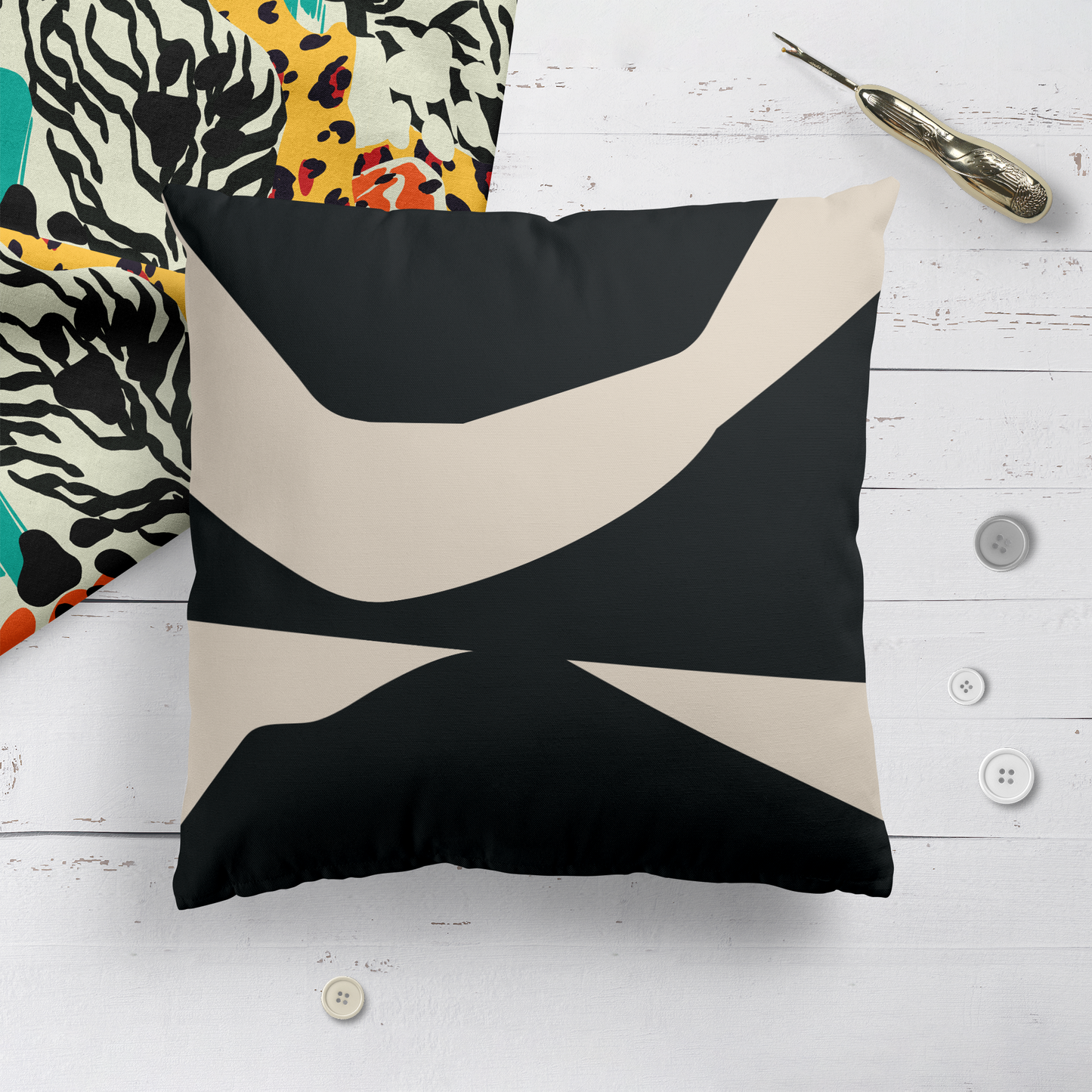 Modern Black Shapes Unique Throw Pillow