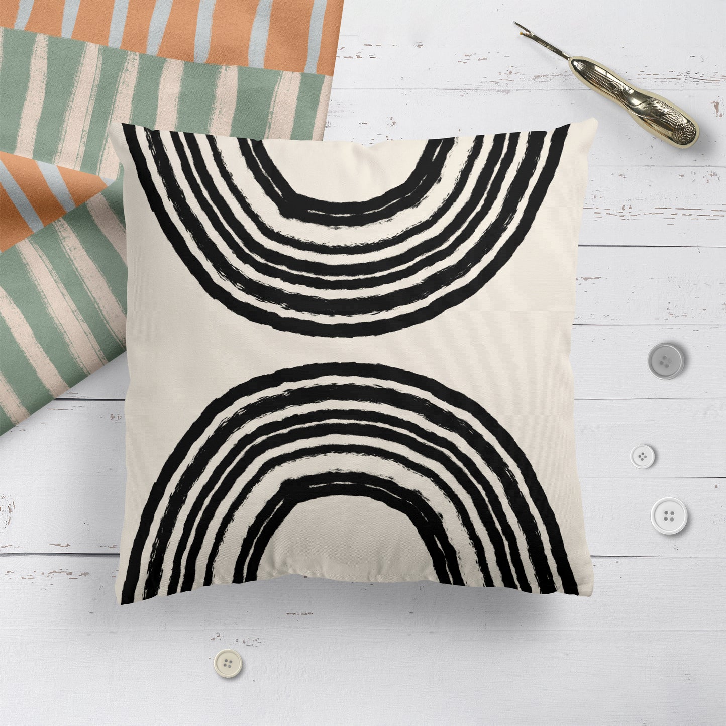 Black Rainbows Modern Aesthetic Throw Pillow