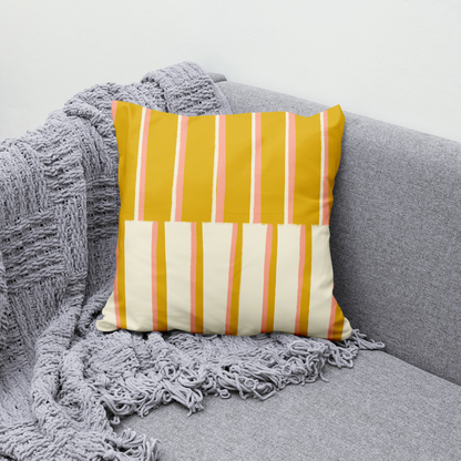 Yellow Mid Century Modern Art Throw Pillow