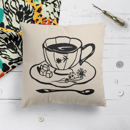 Tea Time, Cafe Decor Throw Pillow