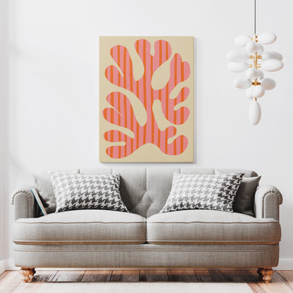 Retro Pink Leaf Canvas Print