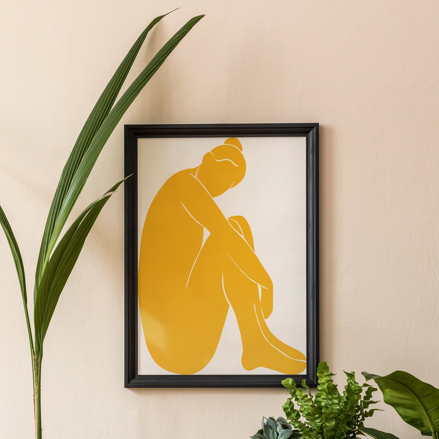 Sitting Woman Yellow Art Print