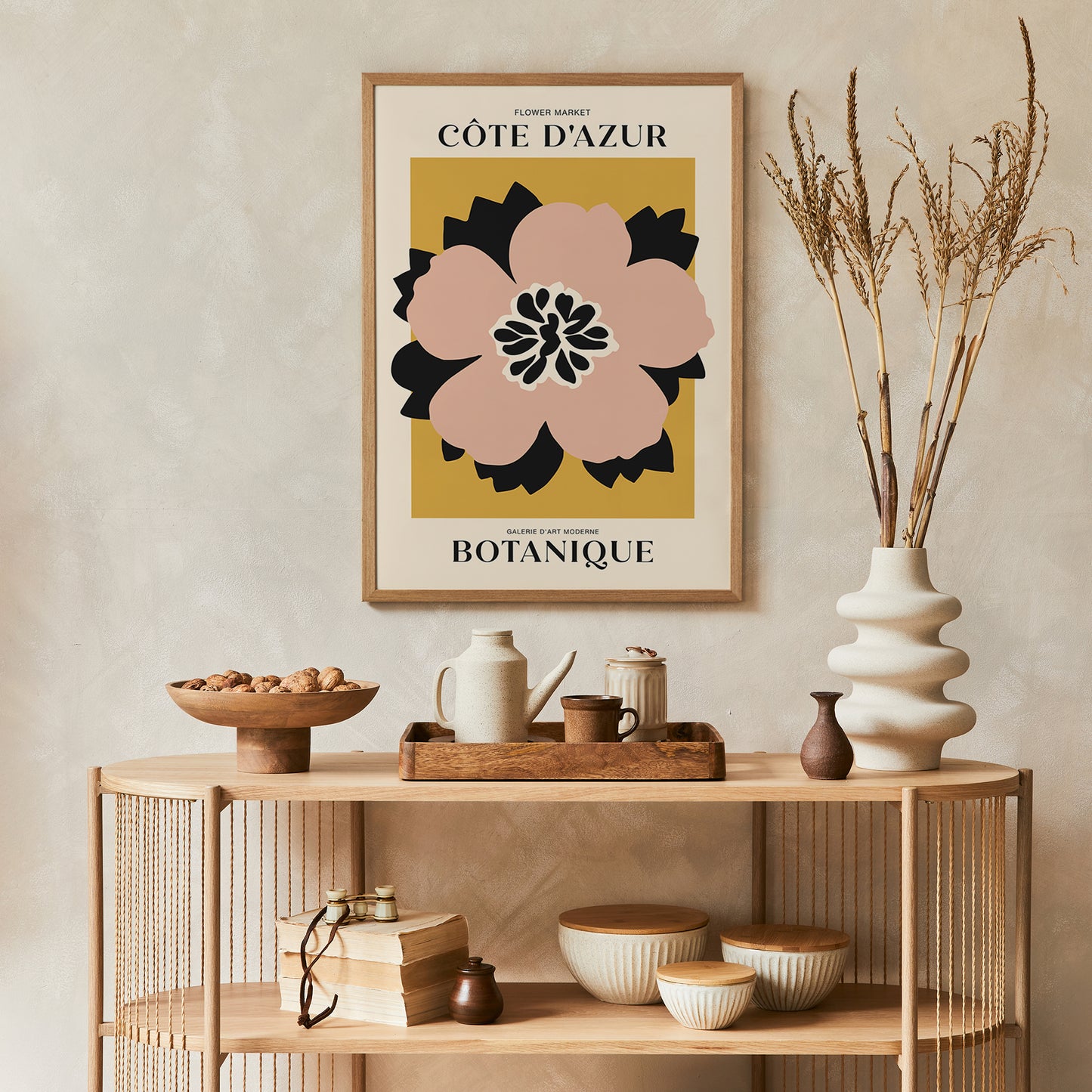 Mustard and Pink Flower Art Print