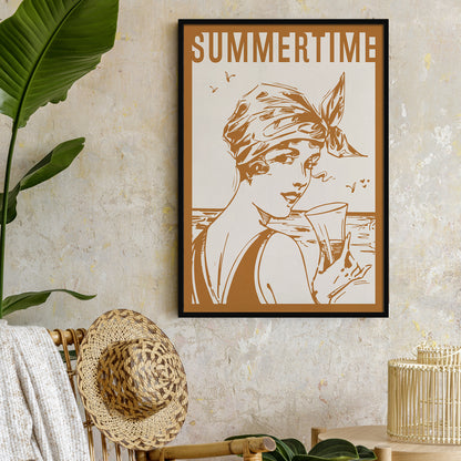 Summertime Yellow Retro Poster