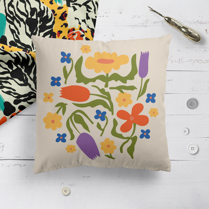 Botanical Garden Colorful Floral Throw Pillow