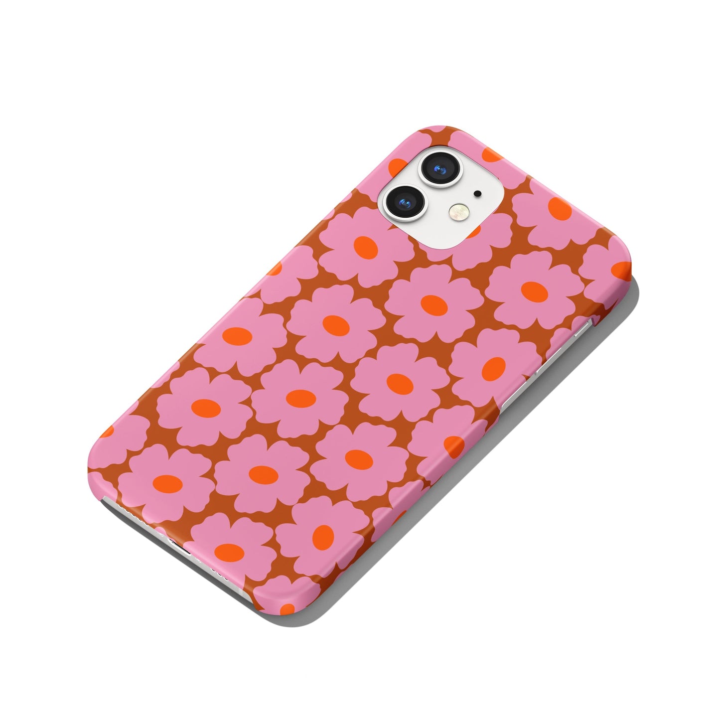 Retro Pink 60s Flowers Pattern iPhone Case