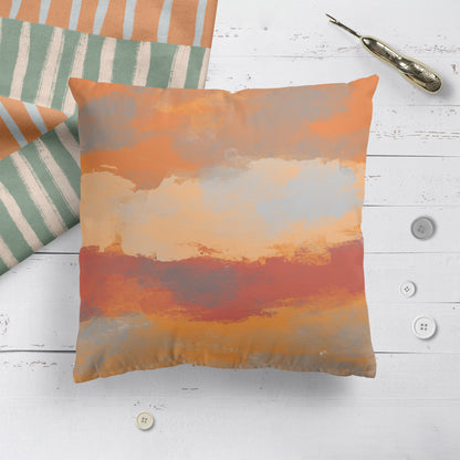 Paintbrush Abstract Sunrise Throw Pillow