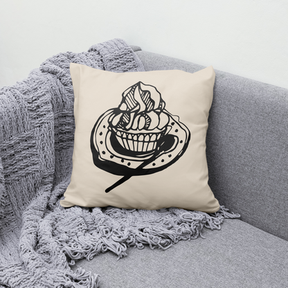 Hand Painted Cupcake, Bakery Decor Throw Pillow