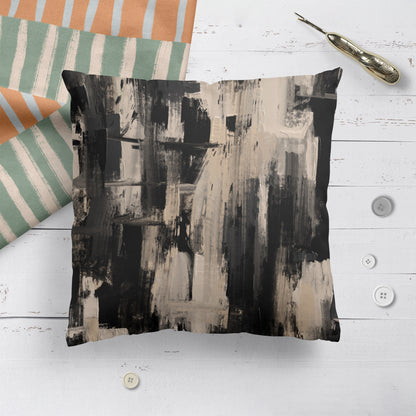 Painted Beige Abstract Art Throw Pillow