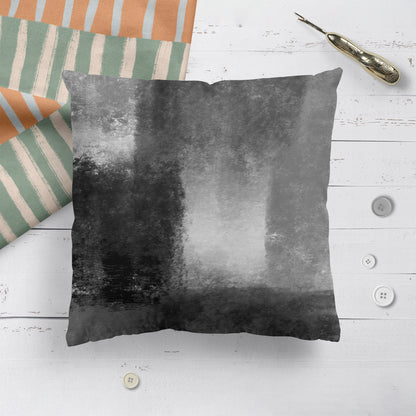 Black Monochrome Painted Throw Pillow