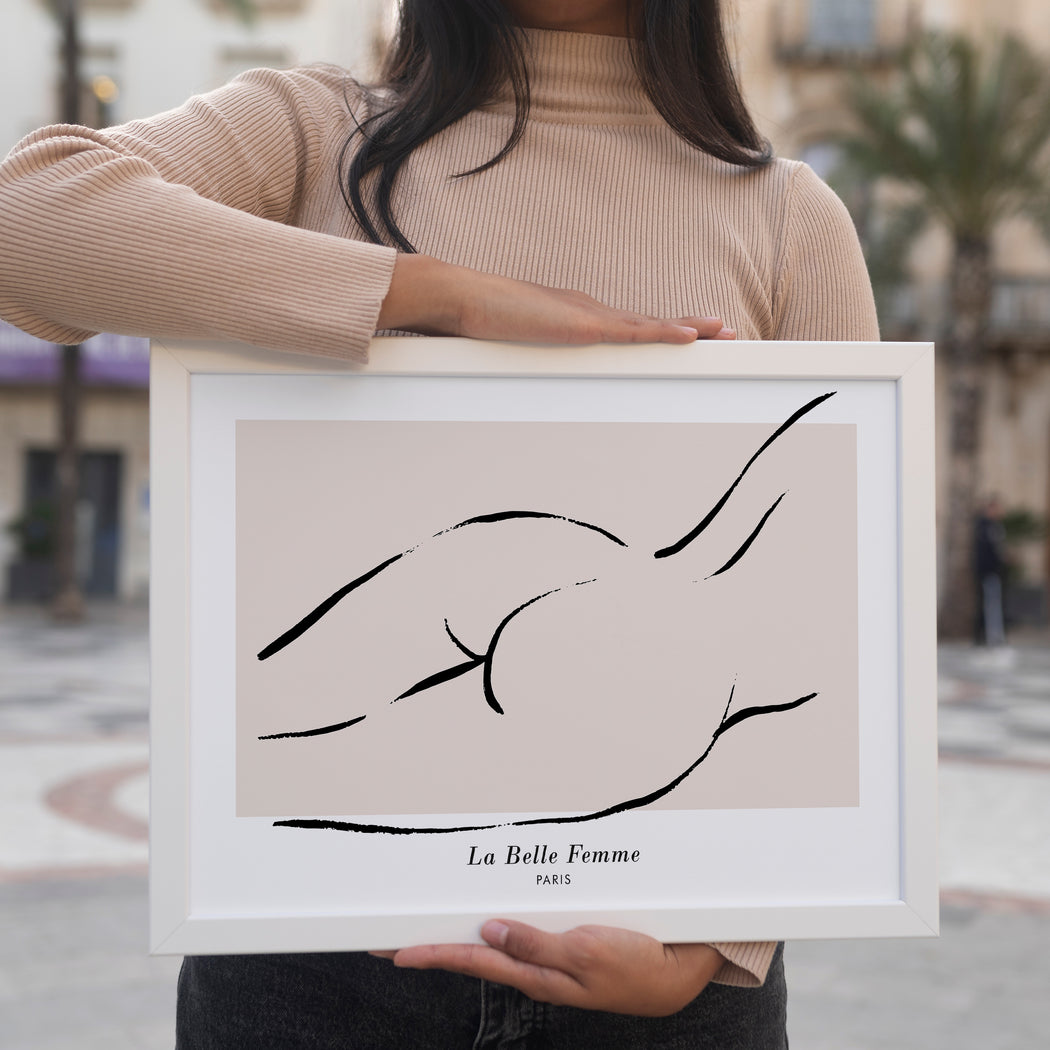 Nude Line Art Woman Body Horizontal Print