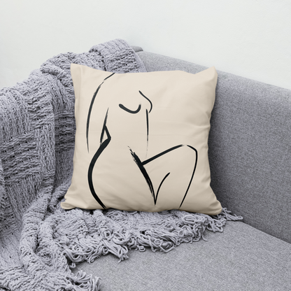 Line Art Woman Throw Pillow