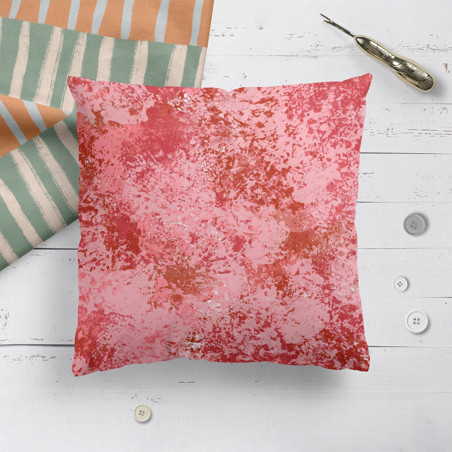 Pink Splash Abstract Art Throw Pillow