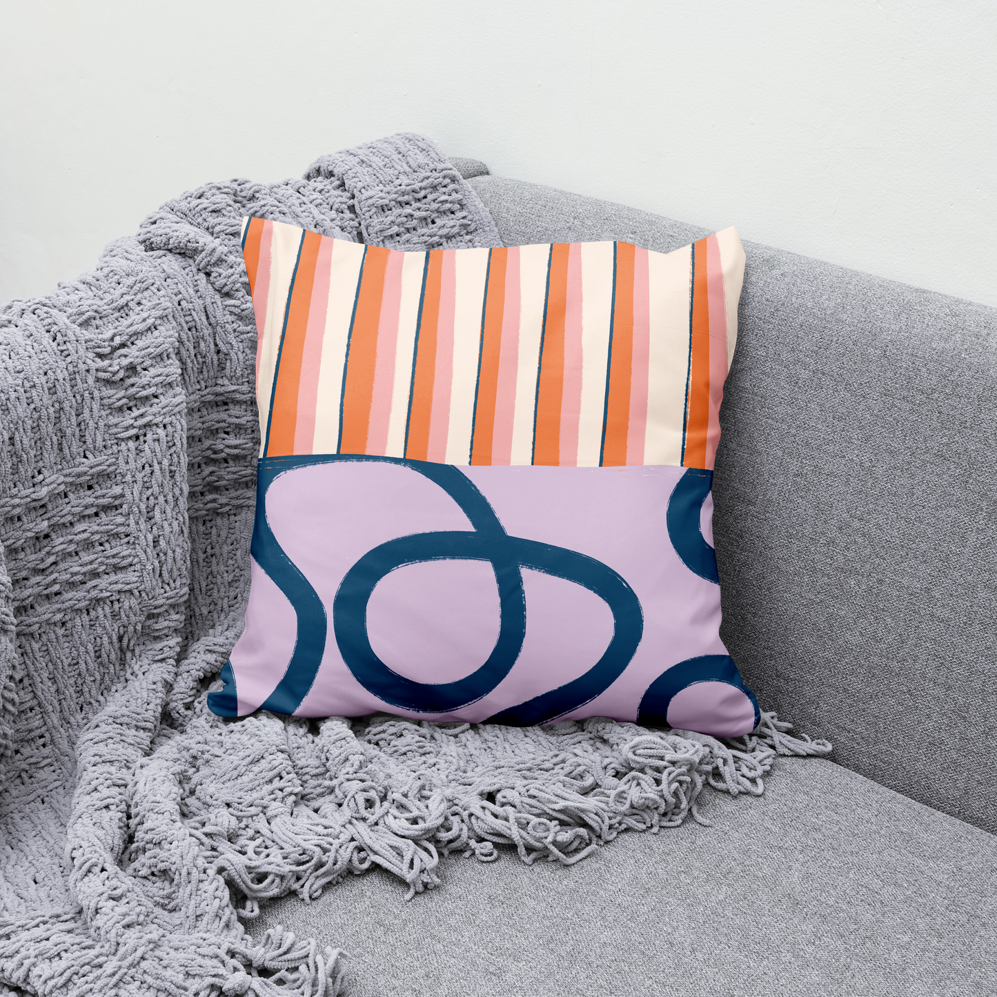 Modern Hand Painted Pattern Throw Pillow