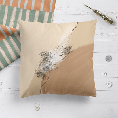 Painted Beige Abstract Scandinavian Throw Pillow