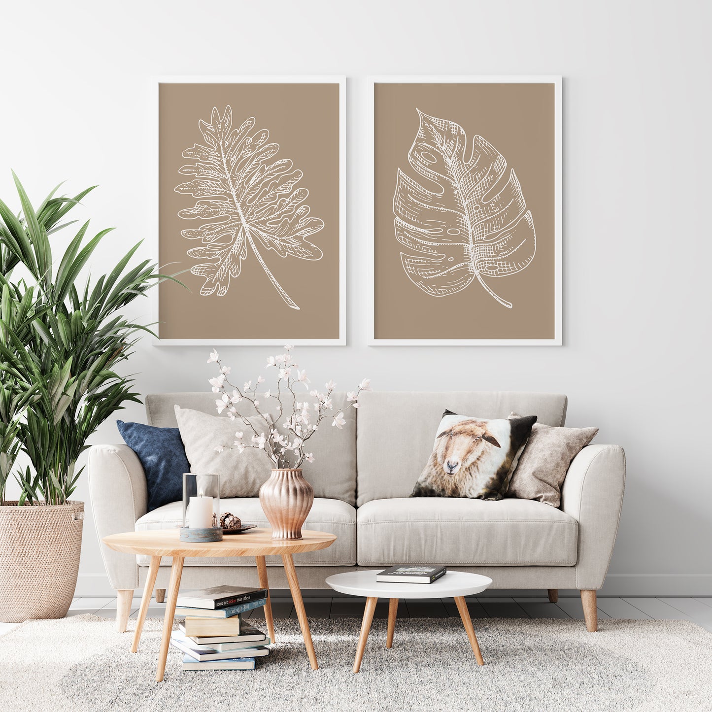 Set of 2 Beige Botanical Posters