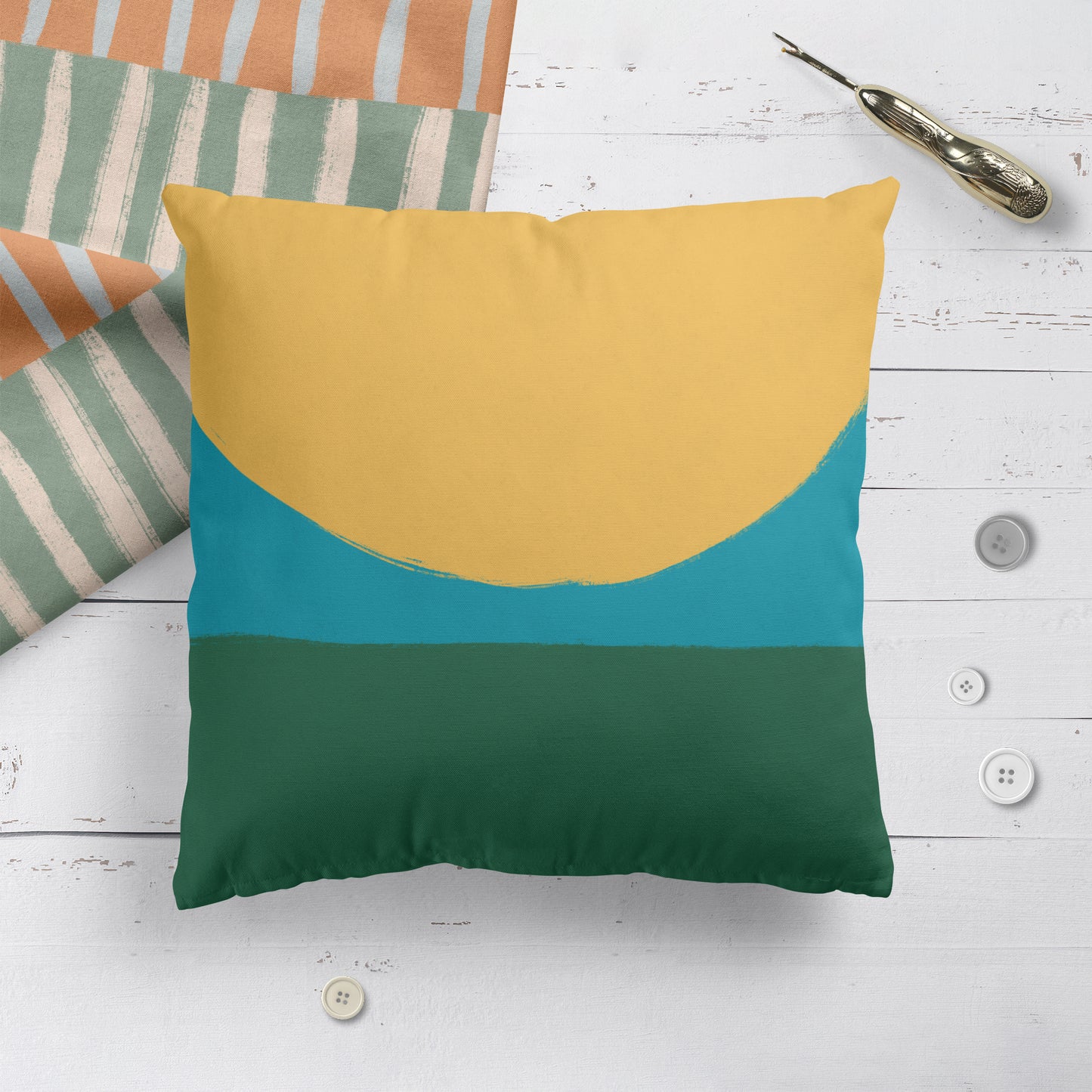 Geometric Mid Century Modern Sun Throw Pillow