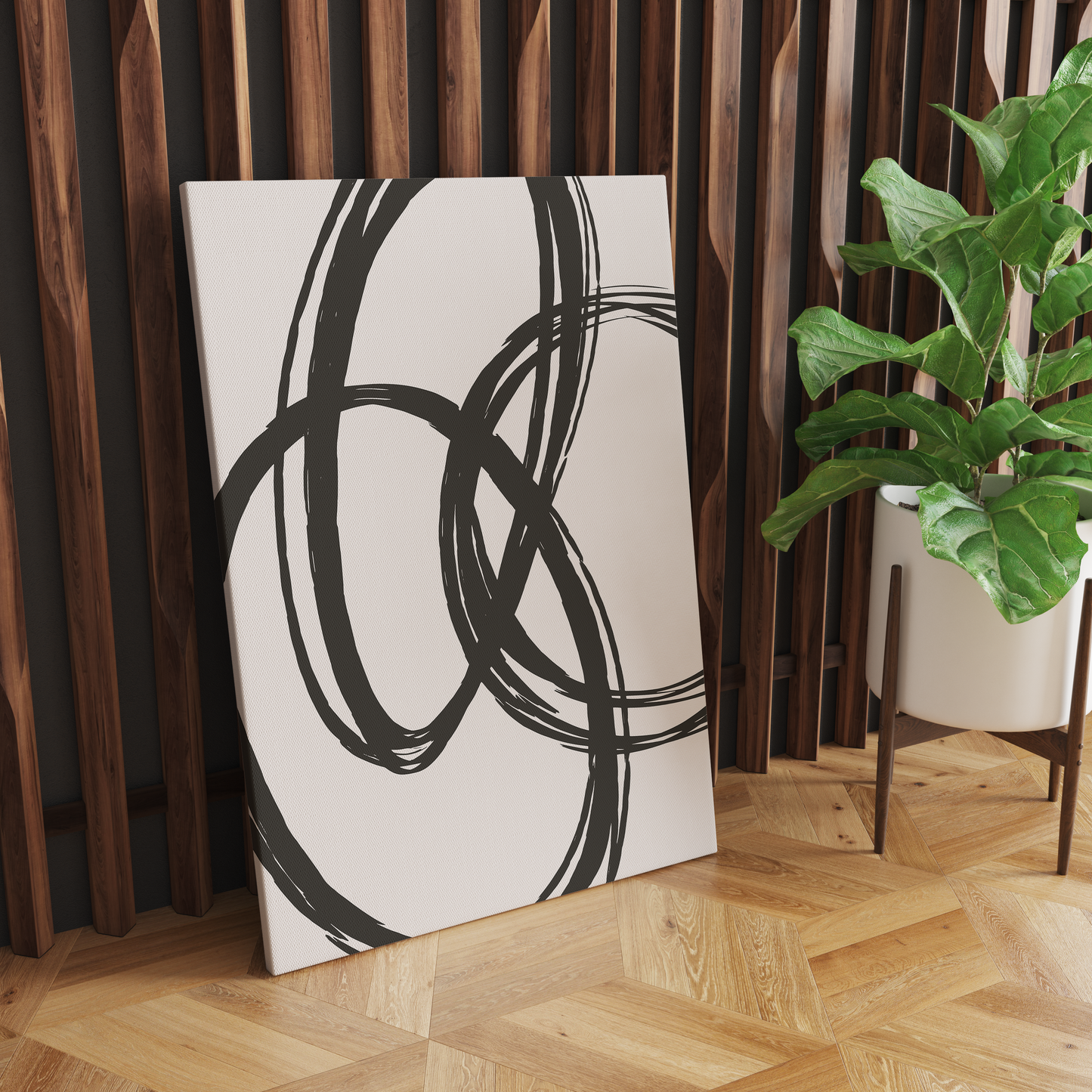 Black Modern Line Art Canvas Print