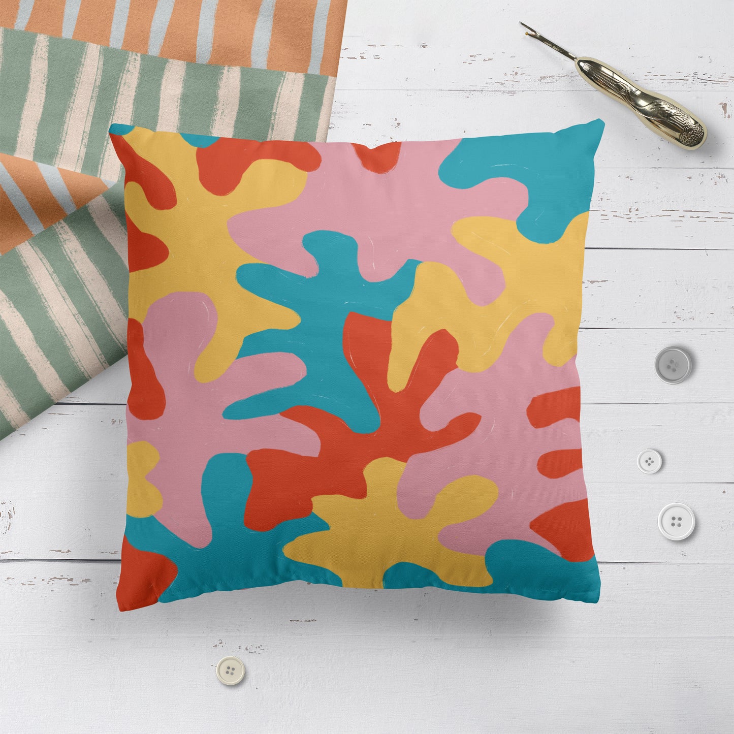 Colorful Modern California Pattern Throw Pillow