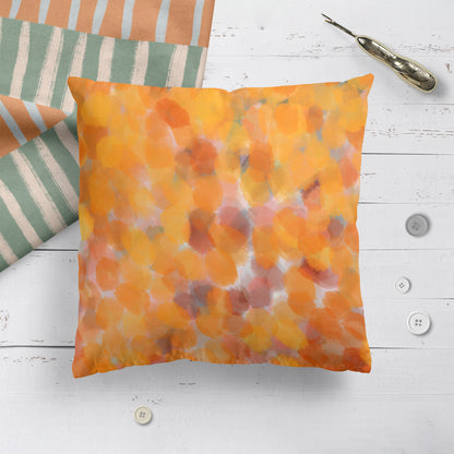 Hello Fall Abstract Painted Orange Yellow Throw Pillow
