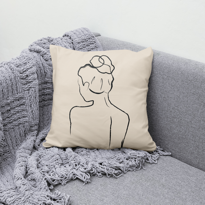 Minimalist Line Art Woman Throw Pillow