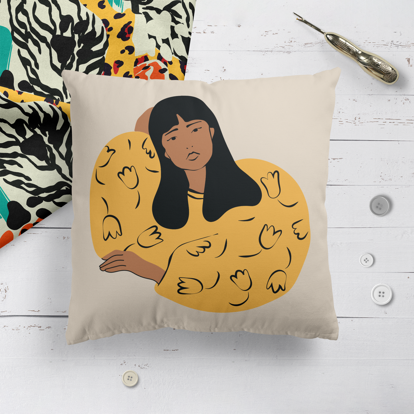 Cute Girl Living Room Decor Throw Pillow