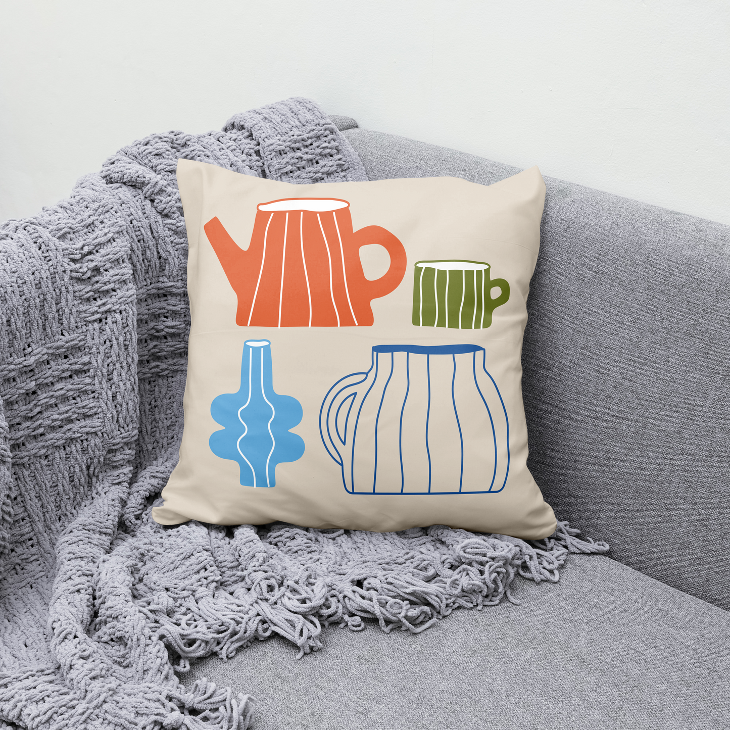 Kitchen Decor Throw Pillow with Pots