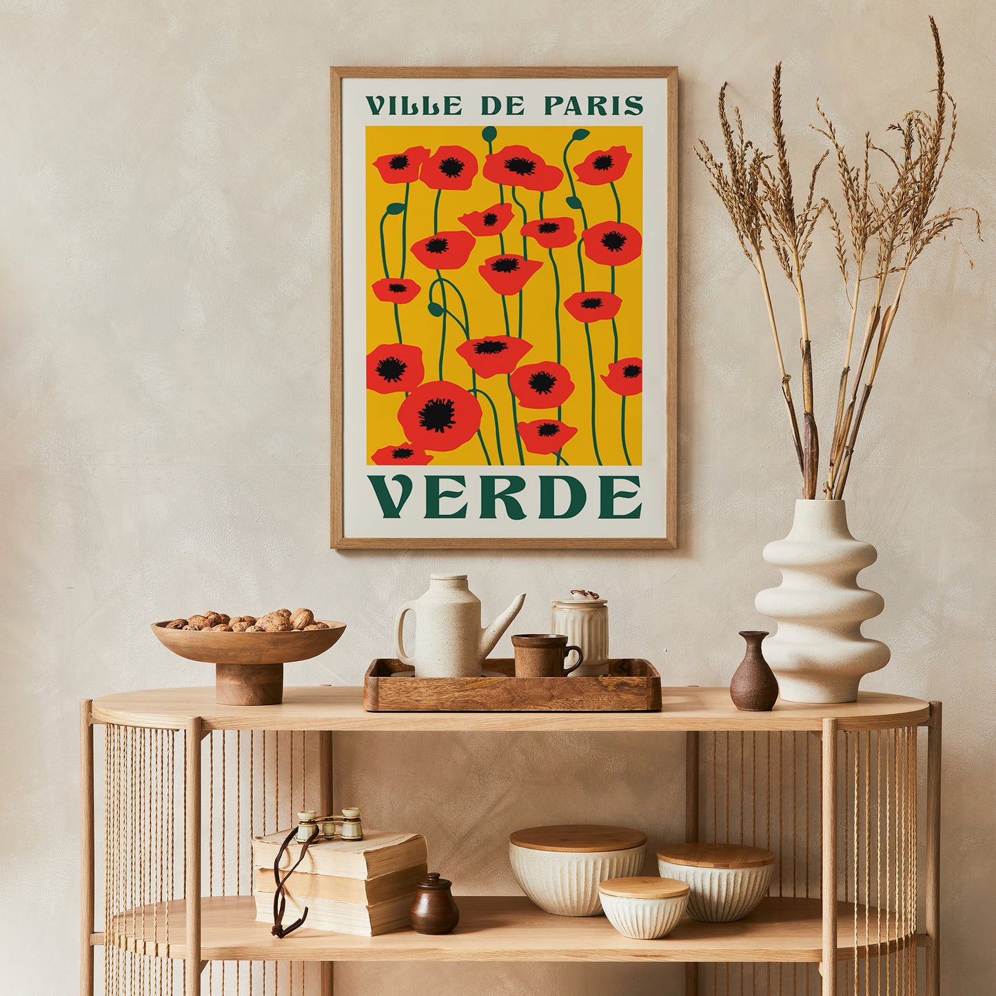 Retro Verde Ville de Paris Poster
