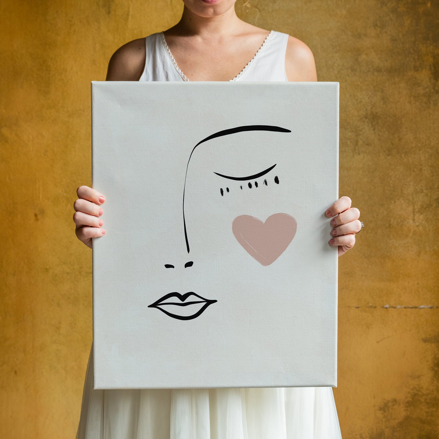 Painted Cute Woman Face Canvas Print