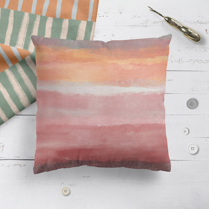 Tropical Winds Coral Pink Abstract Painting Art Throw Pillow