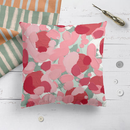 Painted Abstract Pink Peonies Throw Pillow