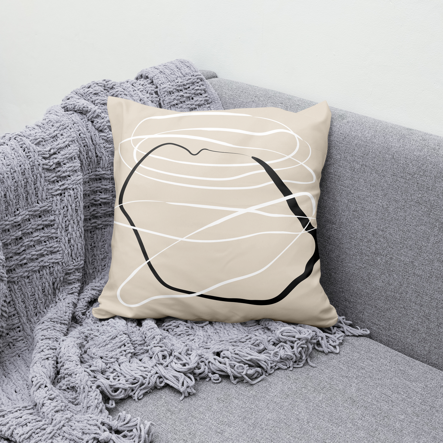 Scandinavian Line Art Throw Pillow