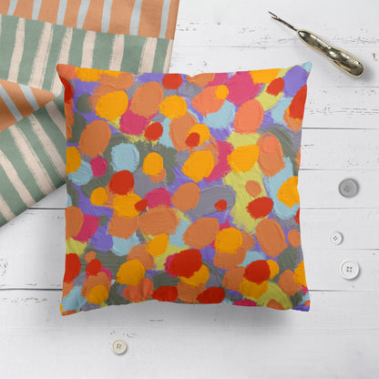 Colorful Hand Painted Abstract Throw Pillow