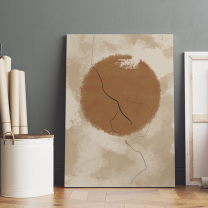 Boho Beige Sun Abstract Wall Art Canvas Print