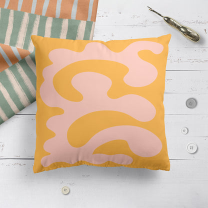 Yellow Throw Pillow with Abstract Shapes