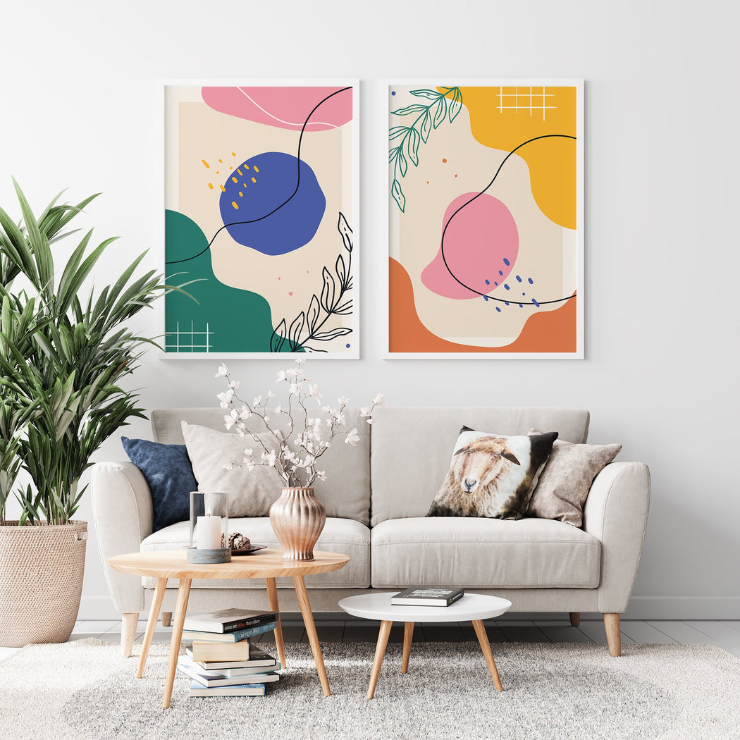 Set of 2 Colorful Abstract Prints