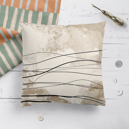 Beige Neutral Abstract Pattern Throw Pillow