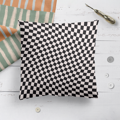 Black&White Twisted Checkboard Throw Pillow