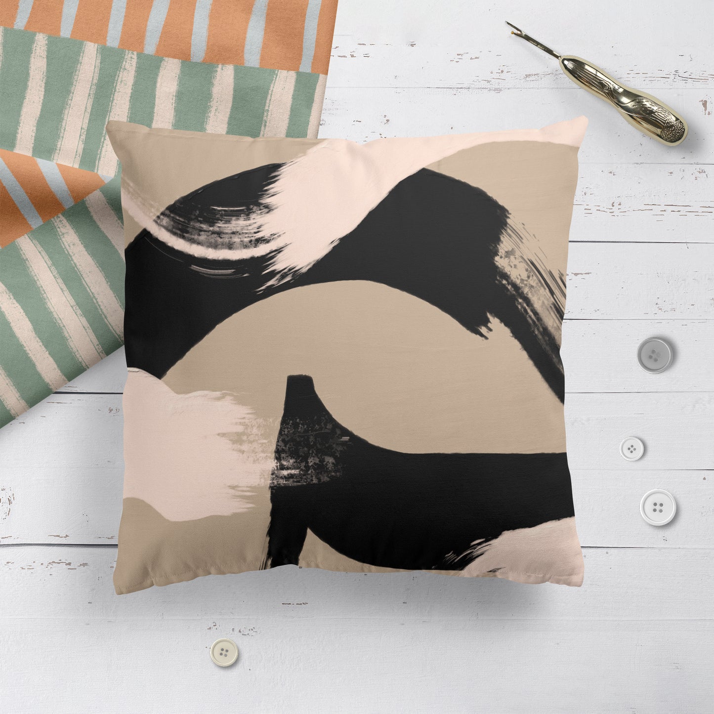 Hand Painted Abstract Art Throw Pillow