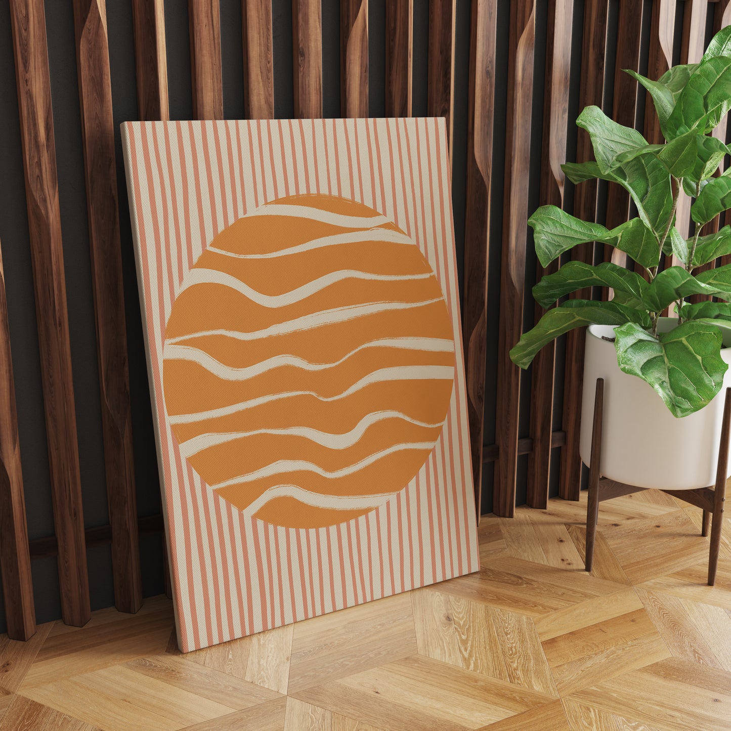 Mid Century Modern Sun Canvas Painting