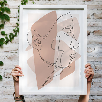 Beige Woman Face Poster