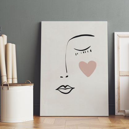 Painted Cute Woman Face Canvas Print